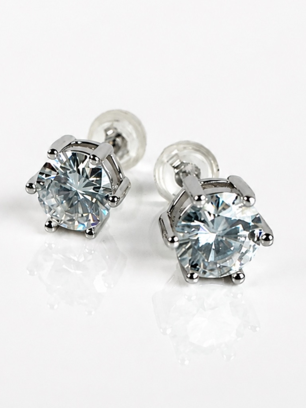 Brilliant Cut 1C Moissanite Solitaire Screw Back Stud Earrings in 925 Silver